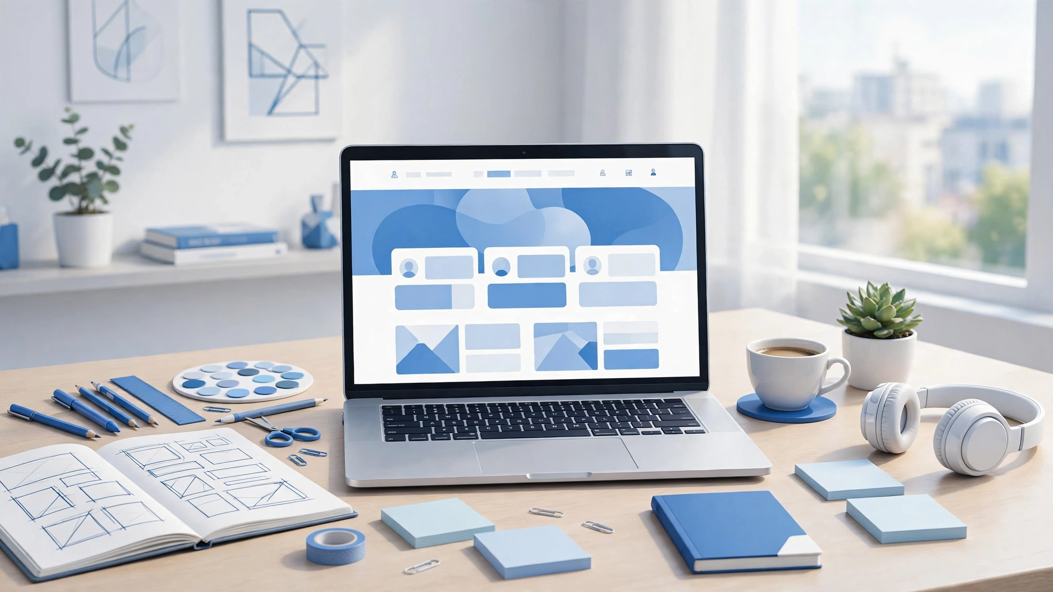 Affordable web design UK - professional website on laptop illustration
