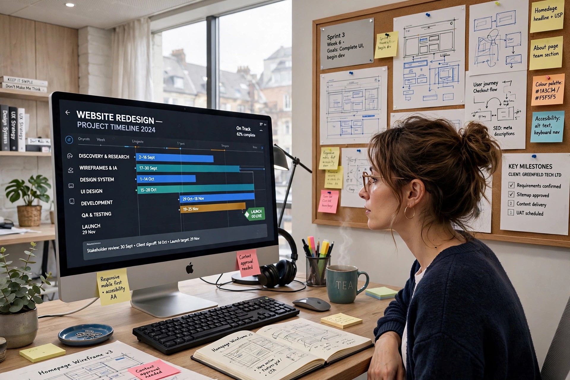 Web designer planning how long it takes to build a website in the UK on a project timeline